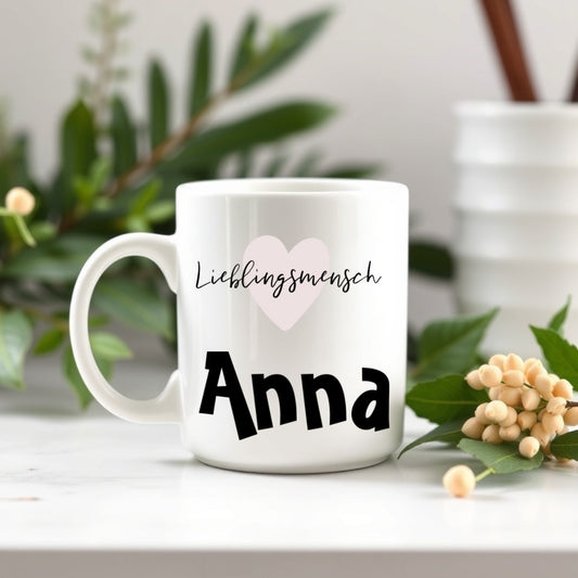 Tasse für einen lieben Menschen. Auf Wunsch personalisieren wir sie mit einem Namen.